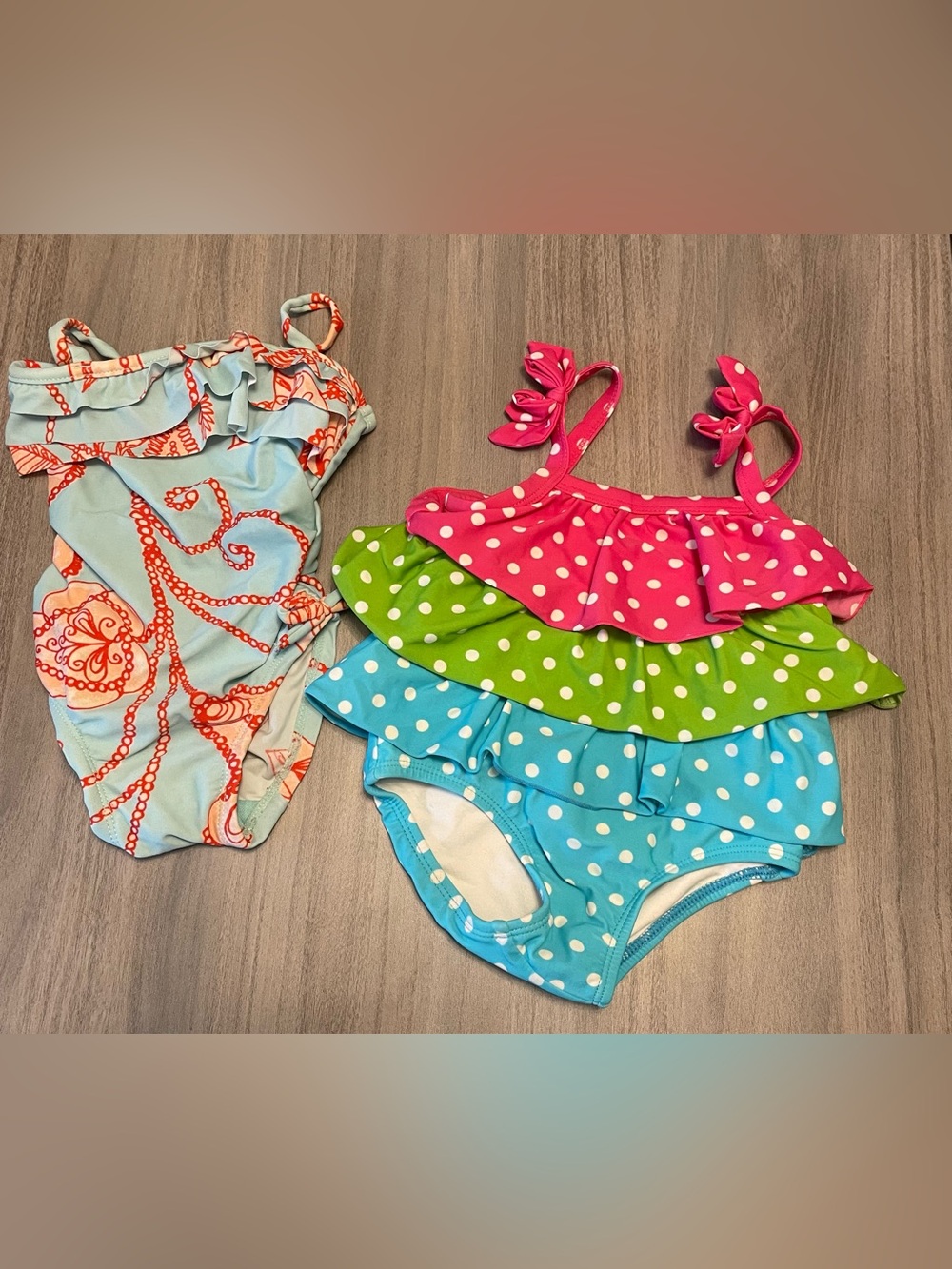 Lot of 2 Baby Girl Swimsuits 12-18M - Gymboree & Baby Gap Ruffle Swimsuits